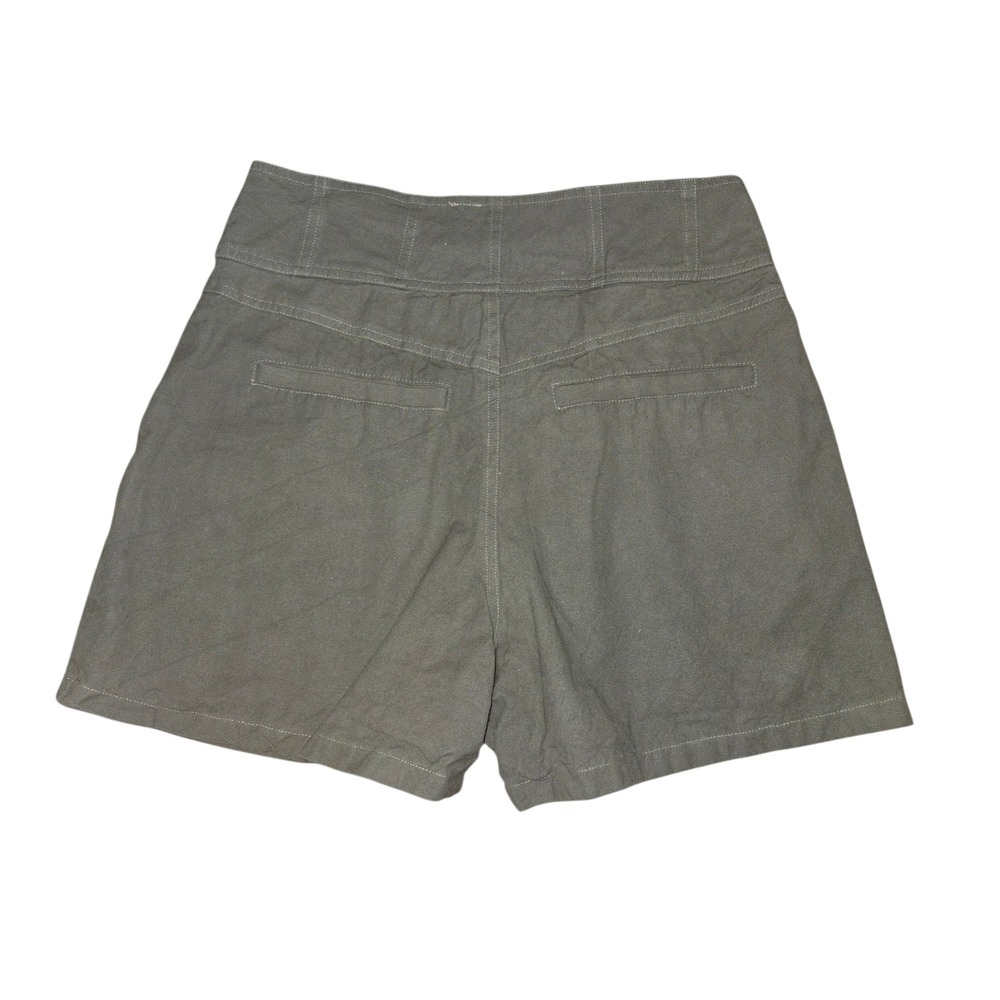 FP One Free People Shorts Womens 6 Olive Button Front High Waist Cotton Pleated - Picture 4 of 8